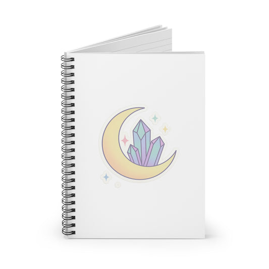 Crystal Moon Spiral Notebook — Pastel Witchy Journal for Notes & Gratitude