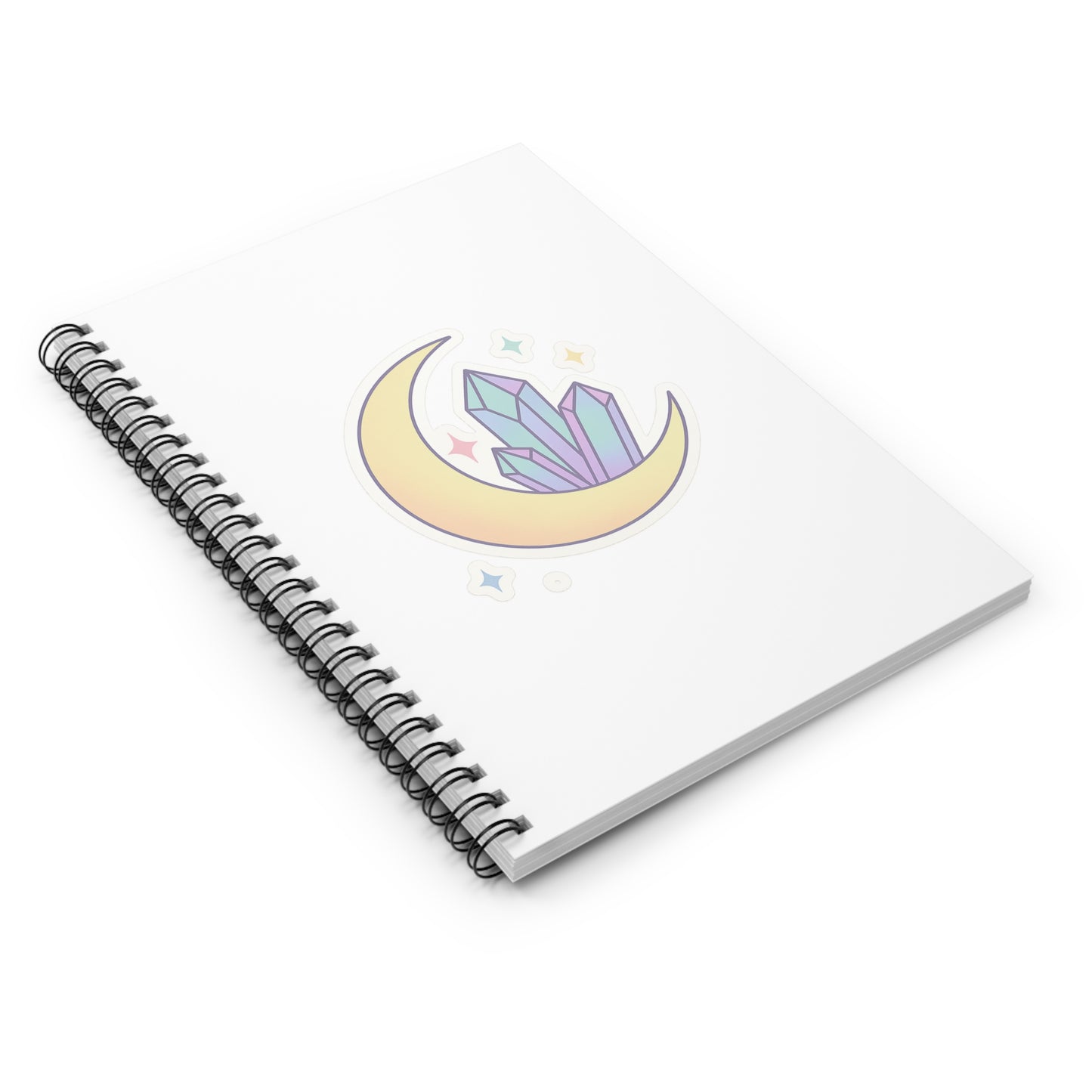 Crystal Moon Spiral Notebook — Pastel Witchy Journal for Notes & Gratitude
