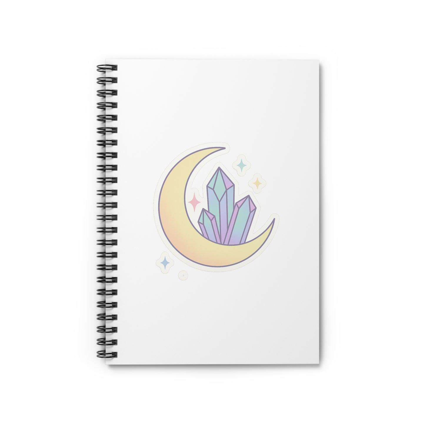 Crystal Moon Spiral Notebook — Pastel Witchy Journal for Notes & Gratitude