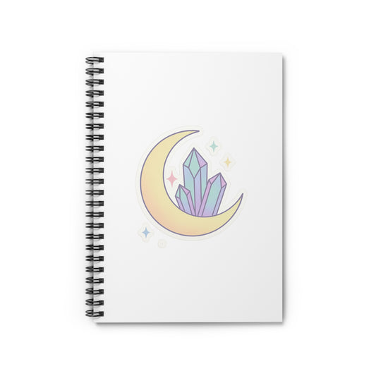Crystal Moon Spiral Notebook — Pastel Witchy Journal for Notes & Gratitude